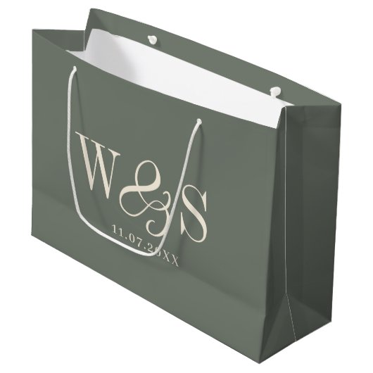 Elegante Sage eerste huwelijksparen Groot Cadeauzakje (Voorkant Gekanteld)