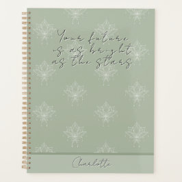 Elegante Sage Floral Lotus Bright as Stars Planner