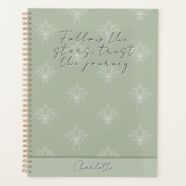 Elegante Sage Floral Lotus Volg de Sterren Planner