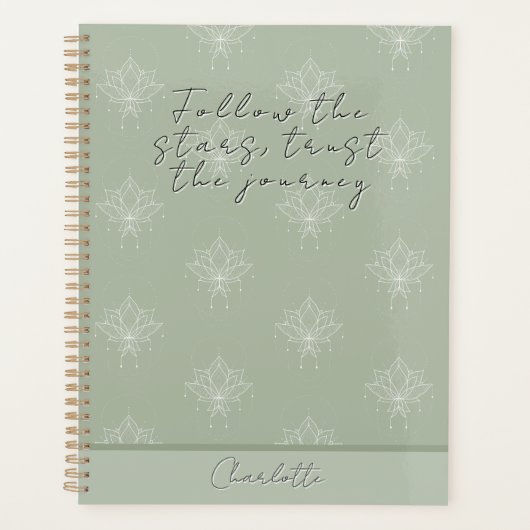 Elegante Sage  Floral Lotus Volg de Sterren Planner (Voorkant)