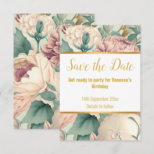 ELEGANTE SAGE FLORAL RESPONSE RSVP-KAART RSVP KAARTJE (Voorkant / Achterkant)