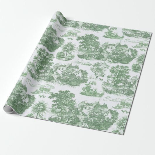Elegante Sage Franse Chateau Toile Cadeaupapier (Uitgerold)