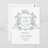 Elegante Sage Franse Tuin Bruiloft Save the Date Briefkaart (Voorkant / Achterkant)