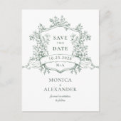 Elegante Sage Franse Tuin Bruiloft Save the Date Briefkaart (Voorkant)