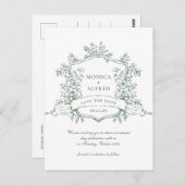 Elegante Sage Franse Tuin Bruiloft Save the Date Briefkaart (Voorkant / Achterkant)