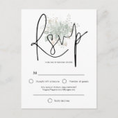 Elegante Sage gebladerte Zwart Script Wedding RSVP Uitnodiging Briefkaart (Voorkant)