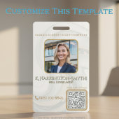 Elegante Sage Gold Makelaar Foto ID/QR Code Contac Badge