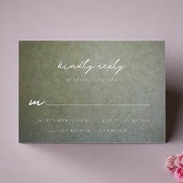 Elegante Sage Goud Huwelijk RSVP Reactiekaart Kaartje