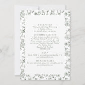 Elegante Sage Green Alles in één Victoriaans bruil Kaart (Achterkant)