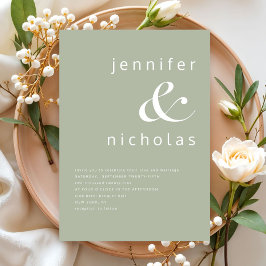 Elegante Sage Green Ampersand Wedding Kaart