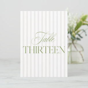 Elegante Sage Green & Beige bruiloft 13 Tafelnumme Kaart