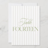 Elegante Sage Green & Beige bruiloft 14 Tafelnumme Kaart (Voorkant)
