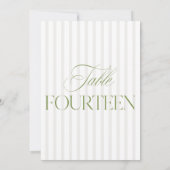 Elegante Sage Green & Beige bruiloft 14 Tafelnumme Kaart (Achterkant)