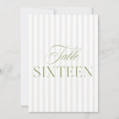 Elegante Sage Green & Beige bruiloft 16 Tafelnumme Kaart (Voorkant)