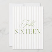 Elegante Sage Green & Beige bruiloft 16 Tafelnumme Kaart (Achterkant)