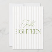 Elegante Sage Green & Beige bruiloft 18 Tafelnumme Kaart (Voorkant)