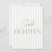 Elegante Sage Green & Beige bruiloft 18 Tafelnumme Kaart (Achterkant)