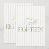 Elegante Sage Green & Beige bruiloft 18 Tafelnumme Kaart (Voorkant / Achterkant)