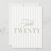 Elegante Sage Green & Beige bruiloft 20 Tafelnumme Kaart (Achterkant)