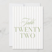 Elegante Sage Green & Beige bruiloft 22 Tafelnumme Kaart (Voorkant)