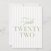 Elegante Sage Green & Beige bruiloft 22 Tafelnumme Kaart (Achterkant)