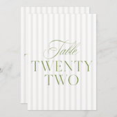 Elegante Sage Green & Beige bruiloft 22 Tafelnumme Kaart (Voorkant / Achterkant)
