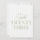 Elegante Sage Green & Beige bruiloft 23 Tafelnumme Kaart (Achterkant)