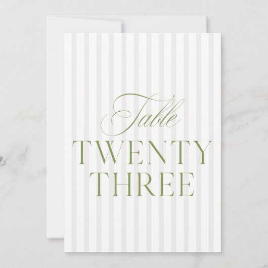 Elegante Sage Green & Beige bruiloft 23 Tafelnumme Kaart (Achterkant)