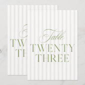 Elegante Sage Green & Beige bruiloft 23 Tafelnumme Kaart (Voorkant / Achterkant)