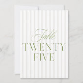 Elegante Sage Green & Beige bruiloft 25 Tafelnumme Kaart (Voorkant)