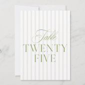 Elegante Sage Green & Beige bruiloft 25 Tafelnumme Kaart (Achterkant)