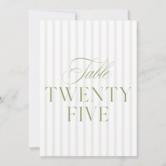 Elegante Sage Green & Beige bruiloft 25 Tafelnumme Kaart (Achterkant)