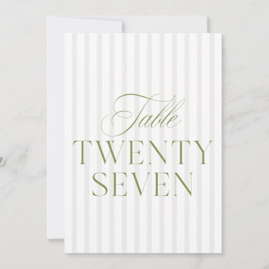 Elegante Sage Green & Beige bruiloft 27 Tafelnumme Kaart (Achterkant)