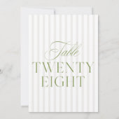 Elegante Sage Green & Beige bruiloft 28 Tafelnumme Kaart (Achterkant)