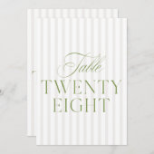 Elegante Sage Green & Beige bruiloft 28 Tafelnumme Kaart (Voorkant / Achterkant)