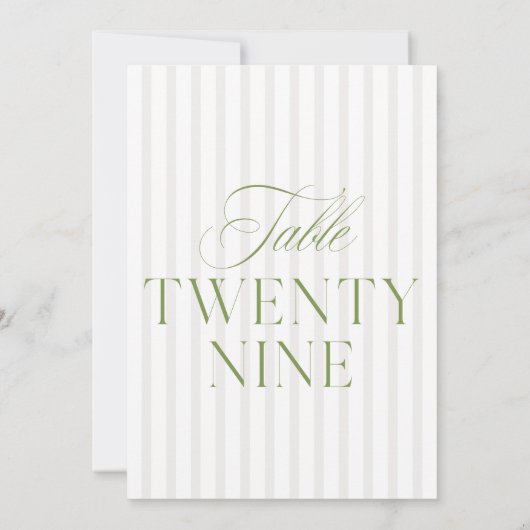 Elegante Sage Green & Beige bruiloft 29 Tafelnumme Kaart (Achterkant)