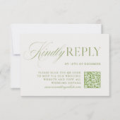 Elegante Sage Green & Beige QR Code RSVP-kaart RSVP Kaartje (Voorkant)