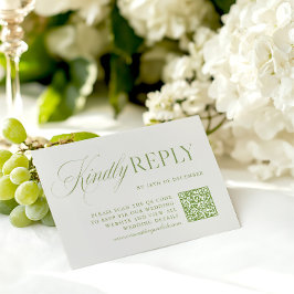 Elegante Sage Green & Beige QR Code RSVP-kaart RSVP Kaartje