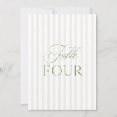 Elegante Sage Green & Beige Trouwtafel Nummer Kaart (Voorkant)
