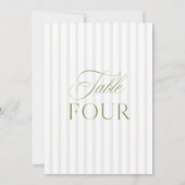 Elegante Sage Green & Beige Trouwtafel Nummer Kaart (Achterkant)