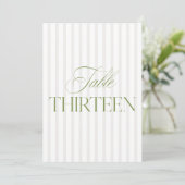 Elegante Sage Green & Beige Trouwtafel Nummer Kaart (Staand voorkant)