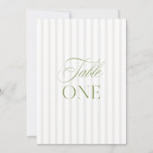 Elegante Sage Green & Beige Trouwtafel Nummer Kaart (Voorkant)