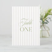 Elegante Sage Green & Beige Trouwtafel Nummer Kaart (Staand voorkant)