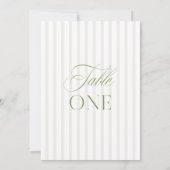 Elegante Sage Green & Beige Trouwtafel Nummer Kaart (Achterkant)