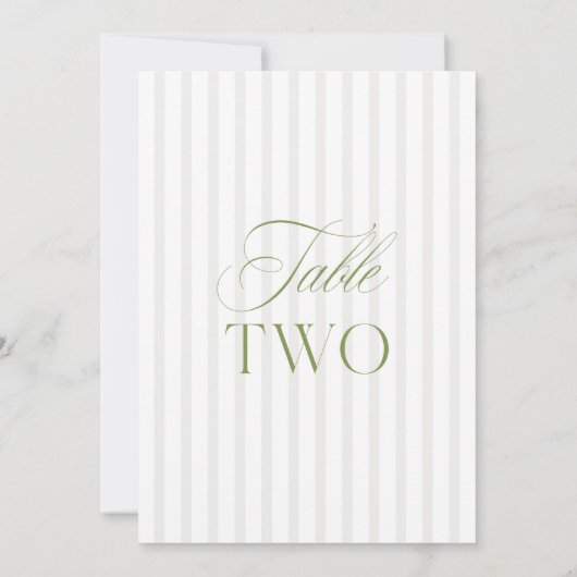 Elegante Sage Green & Beige Trouwtafel Nummer Kaart (Achterkant)