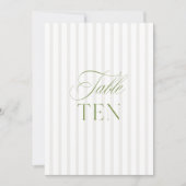 Elegante Sage Green & Beige Trouwtafel Nummer Kaart (Voorkant)
