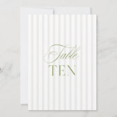 Elegante Sage Green & Beige Trouwtafel Nummer Kaart (Achterkant)