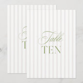 Elegante Sage Green & Beige Trouwtafel Nummer Kaart (Voorkant / Achterkant)