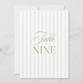 Elegante Sage Green & Beige Trouwtafel Nummer Kaart (Voorkant)