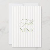 Elegante Sage Green & Beige Trouwtafel Nummer Kaart (Achterkant)